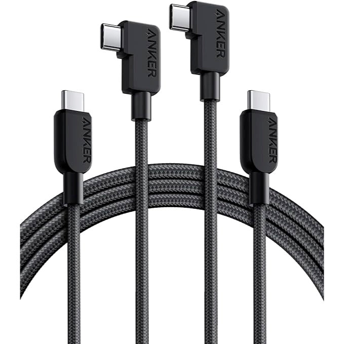 Anker USB-C ＆ USB-C ケーブル (L字, 240W, 高耐久ナイロン) 1.8m 2本 