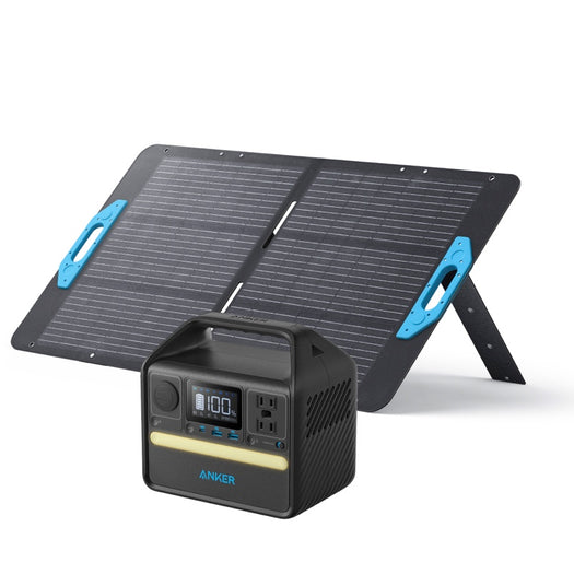 Anker 521 Portable Power Station (PowerHouse 256Wh) with Anker Solix PS100 Portable Solar Panel