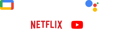 Google TV / Hey Google / Netflix / YouTube logos