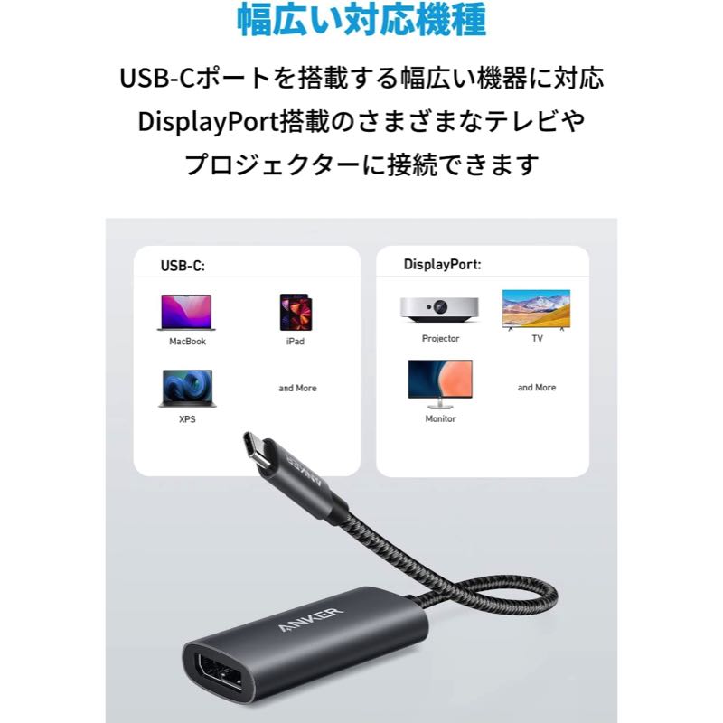 Anker 518 USB-C Adapter (8K DisplayPort) | 高画質出力変換アダプタ