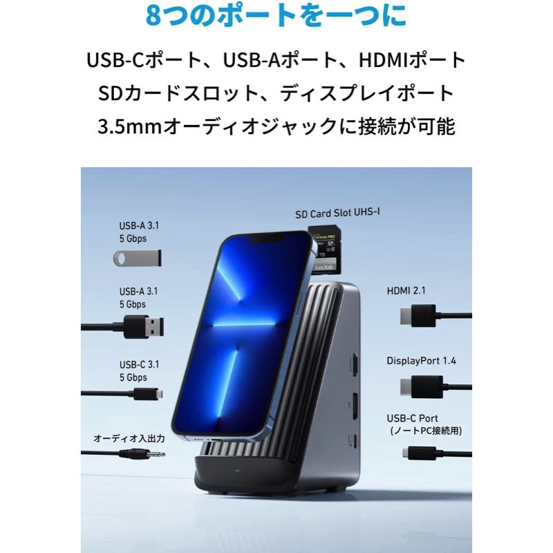 Anker 651 USB-C Dock ドッキングステーション (8-in-1, Wireless 