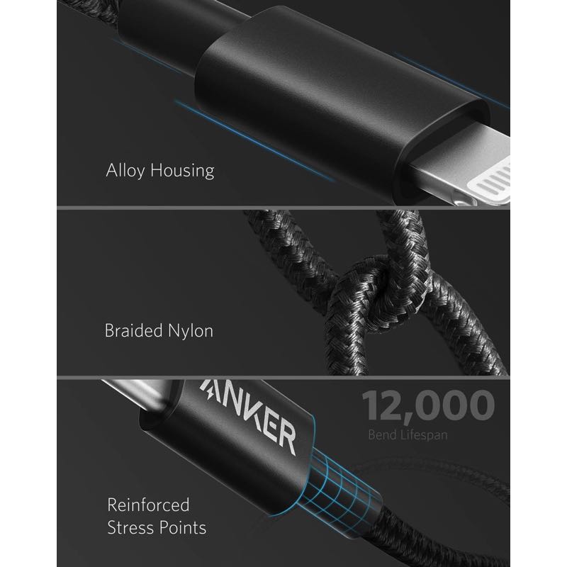 Anker 高耐久ナイロン USB-C ＆ ライトニング ケーブル 1.0m