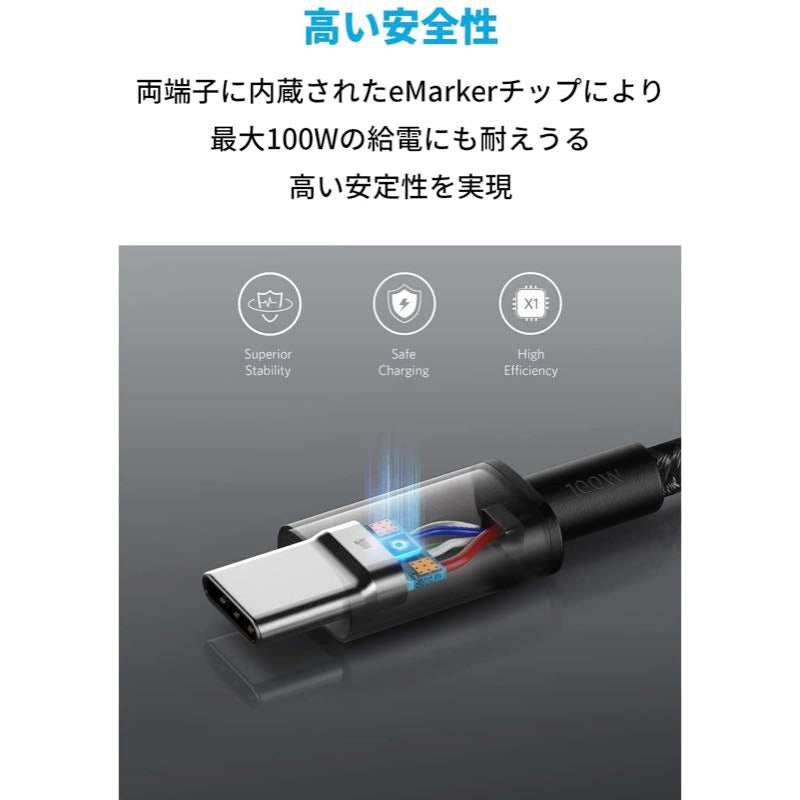 2本セット】Anker 333 高耐久ナイロン USB-C & USB-C ケーブル (1.0m