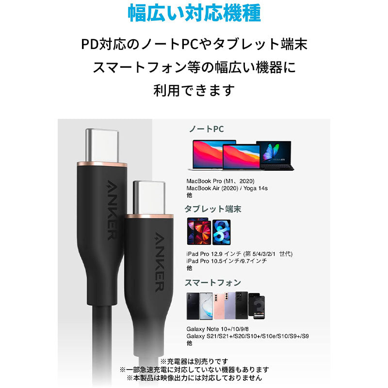 Anker PowerLine III Flow USB-C & USB-C (USB Type-C) ケーブル 0.9m ...